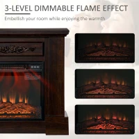 HOMCOM 32" Electric Fireplace with Mantel, Freestanding Heater with LED Log Flame, Overheat Protection and Remote Control, 1400W, Brown(m-4)
