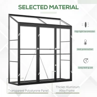 Outsunny 6' x 2' Aluminum Greenhouse, Polystyrene Walk-in Garden Greenhouse with 2 Adjustable Roof Vents and 3 Doors, Clear(m-4)