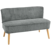 HOMCOM Modern 2 Seater Sofa, Upholstered Two Seater Couch with Rubber Wood Legs, Grey(m-9)