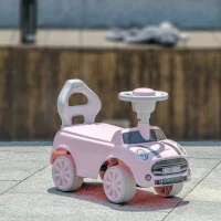 Qaba Foot to Floor Toddler Ride on Toy, Sliding Car w/ Horn, No Tip Anti-Over-Backwards System for 18-36 Months, Pink(m-10)