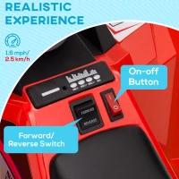 Aosom 6V Electric Toy Car with Forward Backward, Wear-Resistant Wheels for Ages 18-36 Months, Red(m-4)