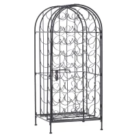 HOMCOM 35 Bottle Wrought Iron Wine Rack Cabinet with Lock,  Black(m-1)