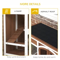 PawHut Two-Tier Wooden Rabbit Hutch with Openable Roof, Slide-Out Tray(m-7)