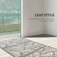 Outsunny 6.5FT Decorative Outdoor Divider, Metal Privacy Screen with Stand, Leaf Style, Light Green(m-4)
