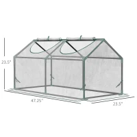 Outsunny 4' x 2' x 2' Portable Mini Greenhouse, Small Green House with PVC Cover, Roll-up Zippered Windows for Indoor, Outdoor Garden, Clear(m-3)