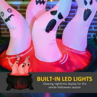 Outsunny 49.25" Inflatable Halloween White Ghosts in Red Cauldron, Blow-Up LED Display Indoor Outdoor(m-5)