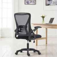 HOMCOM Office Chair, Mesh Desk Chair with Flip-up Armrests, Lumbar Support, Adjustable Height, Black(m-8)