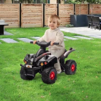Qaba 6V Kids ATV, 4 Wheeler Quad Car w/ Music for 2-6 Years, Black(m-10)