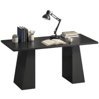 HOMCOM 63 Inch Computer Desk with Trapezoidal Frame Light Black Wood Grain(m-12)