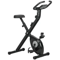 Soozier Foldable Exercise Bike Indoor Stationary Bike w/ 8-Level Magnetic Resistance LCD Screen Phone Holder for Home Gym Black(m-2)