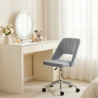 Vinsetto Mid Back Office Chair Velvet Fabric Swivel Scallop Shape Computer Desk Chair, Grey(m-10)