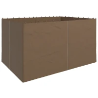 Outsunny Gazebo Curtains, 10' x 13' Universal Replacement Privacy Curtain, 4-Panels Sidewall with Hooks/C-Rings, Dark Brown(m-9)