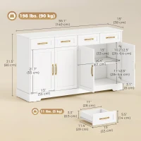 HOMCOM Sideboard Buffet Cabinet, 55" Modern Farmhouse Kitchen Storage Cabinet with 4 Drawers, 4 Doors and 2 Adjustable Shelves(m-3)