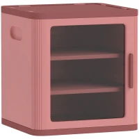 Qaba Toy Storage Organizer, 3 Tier Adjustable Toy Storage Cabinet Dustproof HDPE Plastic, Transparent Door, Pink(m-1)