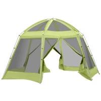 Outsunny Large Screen Tent, Hang Hook for Lantern at Night, 6-8 Person Tent Screen House, 2 Doors for Multiple-Person Entry, Breathable Outdoor Net Canopy Tent, Dome, 16' x 16', Green(m-11)