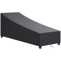Outsunny Waterproof Patio Lounge Chair Cover, 420D Outdoor Chaise Lounger Protective Cover with Sealed Seams, Storage Bag, Black(m-9)