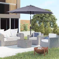 Outsunny 8.5FT Patio Umbrella, Round Garden Parasol with 6 Ribs, Market Sunshade Tilt Canopy w/ Crank Handle for Outdoor, Grey(m-8)