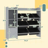 Qaba Toy Storage Organizer with 8 Bins, 2 Storage Cubbies, Shelf, Drawer, Gray(m-3)