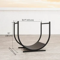 Outsunny Firewood Rack Outdoor, 17 Inch Heavy Duty Log Holder for Indoor Fireplace Storage, Outdoor Curved Fire Wood Organizer(m-3)