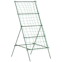Outsunny Cucumber Trellis for Climbing Plants, Adjustable A-Frame Garden Trellis with Climbing Net, 20 Metal Clips, 4 Net Straps(m-9)