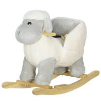 Qaba Baby Rocking Horse Lamb with Seat Belt, Sounds & Pedals for Kids 18-36 Months, Gray(m-1)