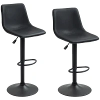 HOMCOM Adjustable Counter Height Bar Stools Set of 2, 360° Swivel Kitchen Counter Stools Dining Chairs with Backs, Vintage Leather, Retro Grey(m-2)