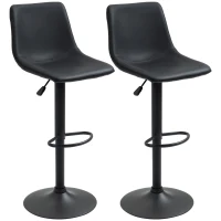 HOMCOM Adjustable Counter Height Bar Stools Set of 2, 360° Swivel Kitchen Counter Stools Dining Chairs with Backs, Vintage Leather, Retro Grey(m-11)