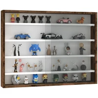 HOMCOM 5-Tier Display Cabinet, Shot Glass Display Case, Glass Curio Cabinet with 2 Glass Doors and 4 Adjustable Shelves, Brown(m-9)