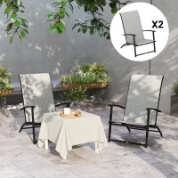 Outsunny Set of 2 Outdoor Dining Chairs with High Back, Armrests, Folding Patio Chairs for Patio, Lawn, Camping, Gray(m-7)