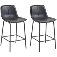 HOMCOM Bar Stools Set of 2, Upholstered Counter Height Bar Chairs, Kitchen Stools with Steel Legs(m-2)