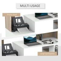 HOMCOM 54 Inches Computer Desk with Storage Shelves, Drawers and Printer Shelf, Writing Table for Home Office and Study, Oak(m-7)
