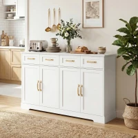 HOMCOM Sideboard Buffet Cabinet, 55" Modern Farmhouse Kitchen Storage Cabinet with 4 Drawers, 4 Doors and 2 Adjustable Shelves(m-8)