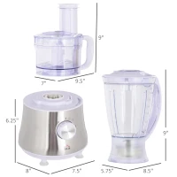 HOMCOM 2 in 1 Blender and Food Processor Combo for Chopping, Slicing, Shredding, Mincing and Pureeing for Vegetable, Meat and Nuts, 500W 5-Cup Bowl, 1.5L Blender Jug, 3 Blades and Adjustable Speed(m-3)