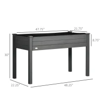 Outsunny 48" Raised Garden Bed, Elevated Wooden Planter Box with Holes for Vegetables, Herb, Flowers for Backyard, Dark Gray(m-3)