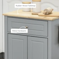 HOMCOM Rolling Kitchen Island Cart, Portable Serving Trolley Table with Drawer, Adjustable Shelf and 2 Towel Racks, Grey(m-6)