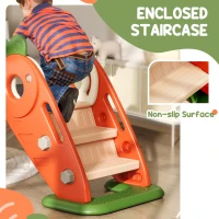 Qaba 3 in 1 Foldable Toddler Slide with Basketball Hoop, Climber, for 1-3 Years Old, Orange(m-7)