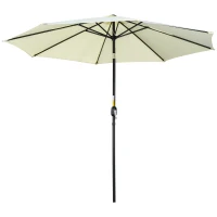 Outsunny 10' x 8' Round Market Umbrella, Patio Umbrella with Crank Handle and Tilt, Outdoor Parasol for Garden, Beige(m-2)