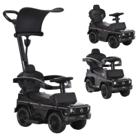 Aosom Mercedes-Benz G350 Licensed Push Car, 3-in-1 Toddler Sliding Car with Horn, Steering, Foot Rest, Seat Storage, Black(m-11)