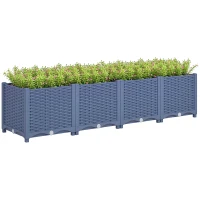 Outsunny Plastic Raised Garden Bed, 5 x 1 x 1 ft Outdoor Flower Box with Drainage Holes for Vegetables, Herbs, Blue(m-11)