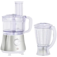 HOMCOM 2 in 1 Blender and Food Processor Combo for Chopping, Slicing, Shredding, Mincing and Pureeing for Vegetable, Meat and Nuts, 500W 5-Cup Bowl, 1.5L Blender Jug, 3 Blades and Adjustable Speed(m-1)