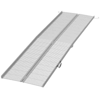 HOMCOM 10' Foldable Handicap Ramp for Home, Steps, Doorways, Aluminum Wheelchair Ramp, Textured Threshold Ramp, Silver(m-2)