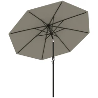 Outsunny Aluminum Patio Umbrella, Garden Outdoor Parasol, Sun Shelter, 8.5ft, Light Grey(m-9)