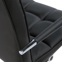 HOMCOM Home Office Chair, Modern Computer Desk Chair, Task Chair with Upholstered PU Leather, Adjustable Height, Swivel Wheels, Black(m-9)