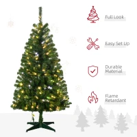HOMCOM 5' Artificial Prelit Christmas Trees with Warm White or Colorful LED Lights, Auto Open(m-6)
