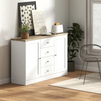 HOMCOM Country Style Sideboard Buffet Cabinet, Coffee Bar Cabinet with Adjustable Shelf, 2 Shaker Doors and 4 Drawers, White(m-7)