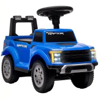 Qaba Toddler Car Licensed Ford Raptor with Headlights, Horn, Under Seat Storage, Anti-Tip Design for 18-36 Months, Blue(m-11)