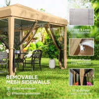 Outsunny 10' x 20' Pop Up Canopy Tent with Netting, Heavy Duty Instant Sun Shelter, Large Tents for Parties with Carry Bag, Beige(m-6)