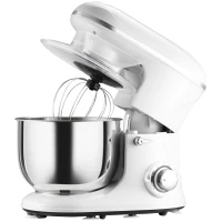 HOMCOM Stand Mixer with 6+1P Speed, 600W Tilt Head Kitchen Electric Mixer with 6 Qt Stainless Steel Mixing Bowl, Beater, Dough Hook and Splash Guard for Baking Bread, Cakes, and Cookies, Silver(m-11)
