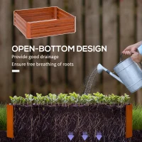Outsunny 2 Piece Galvanized Raised Garden Bed, 3.3' x 3.3' x 1' Metal Planter Box for Growing Vegetables, Flowers, Herbs, Succulents, Dark Brown(m-5)