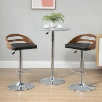 HOMCOM Bar Stools Set of 2, Adjustable Height Counter Height Bar Stools, Swivel Bar Chair with PU Leather Padded Seat, Footrest(m-1)